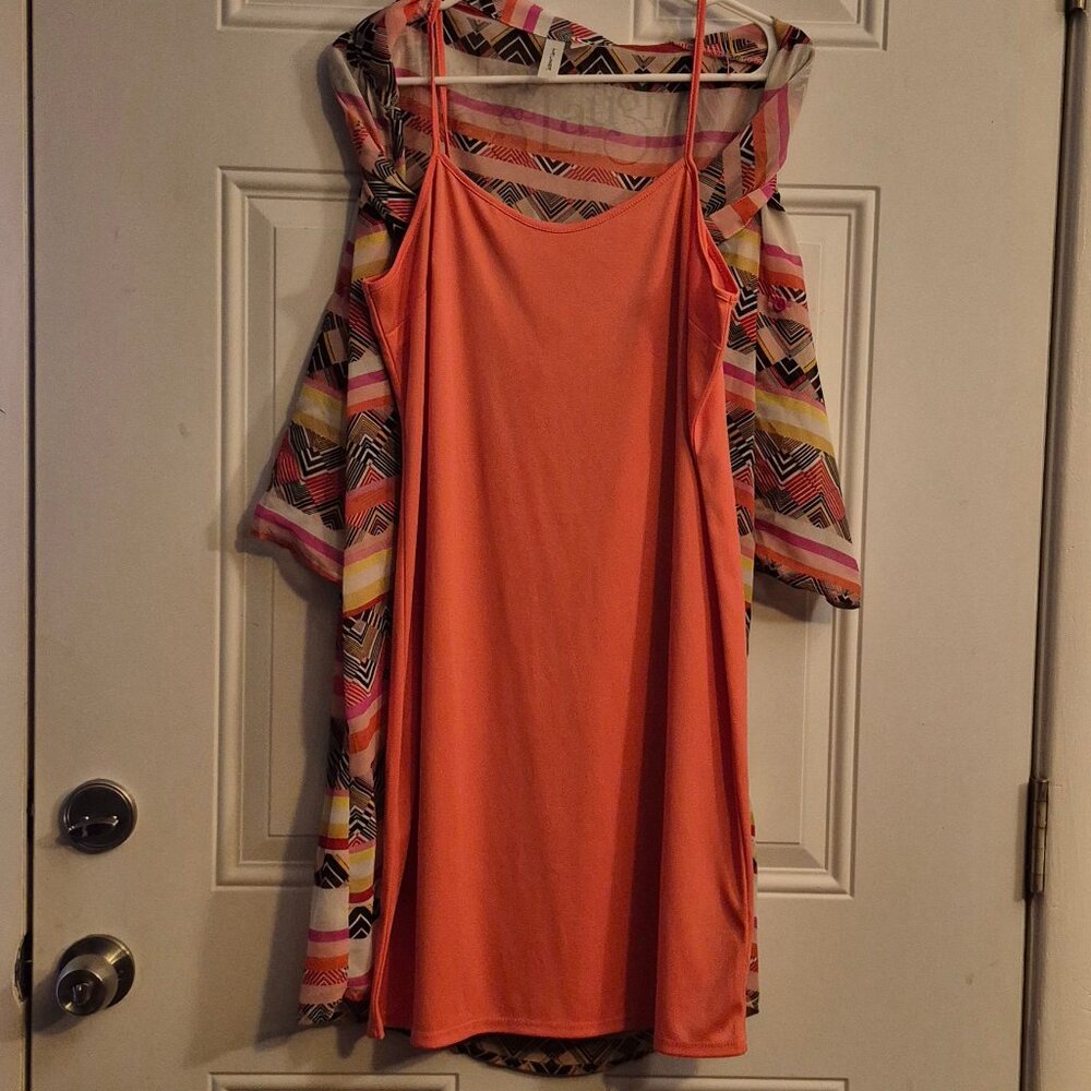 Tacera Sheer dress w spaghetti strap "tank" . Medium.